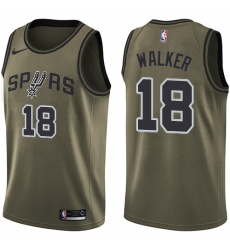 Men's Nike San Antonio Spurs #18 Lonnie Walker Swingman Green Salute to Service NBA Jersey