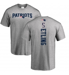NFL Nike New England Patriots #5 Danny Etling Ash Backer T-Shirt