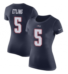 NFL Women's Nike New England Patriots #5 Danny Etling Navy Blue Rush Pride Name & Number T-Shirt