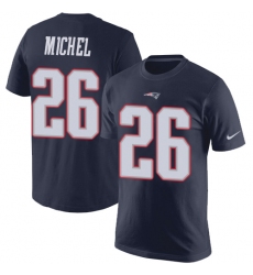 NFL Nike New England Patriots #26 Sony Michel Navy Blue Rush Pride Name & Number T-Shirt