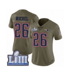 Women's Nike New England Patriots #26 Sony Michel Limited Olive 2017 Salute to Service Super Bowl LIII Bound NFL Jersey
