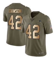 Men's Nike New England Patriots #42 Duke Dawson Limited Olive Gold 2017 Salute to Service NFL Jersey