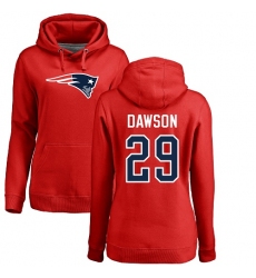 NFL Women's Nike New England Patriots #29 Duke Dawson Red Name & Number Logo Pullover Hoodie