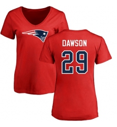 NFL Women's Nike New England Patriots #29 Duke Dawson Red Name & Number Logo Slim Fit T-Shirt