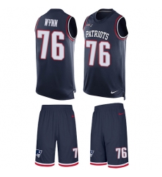 Men's Nike New England Patriots #76 Isaiah Wynn Limited Navy Blue Tank Top Suit NFL Jersey