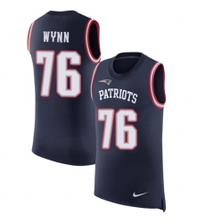 Men's Nike New England Patriots #76 Isaiah Wynn Navy Blue Rush Player Name & Number Tank Top NFL Jersey
