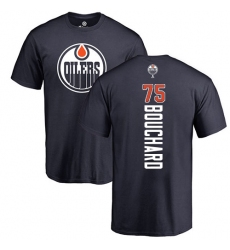 NHL Adidas Edmonton Oilers #75 Evan Bouchard Navy Blue Backer T-Shirt
