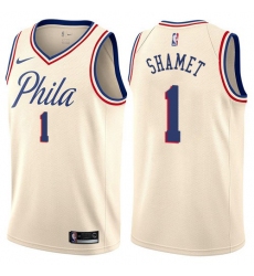 Men's Nike Philadelphia 76ers #1 Landry Shamet Swingman Cream NBA Jersey - City Edition