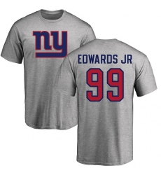 NFL Nike New York Giants #99 Mario Edwards Jr Ash Name & Number Logo T-Shirt