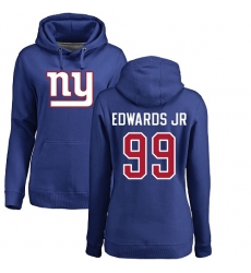 NFL Women's Nike New York Giants #99 Mario Edwards Jr Royal Blue Name & Number Logo Pullover Hoodie