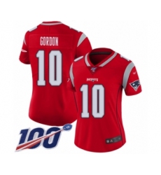 Women's New England Patriots #10 Josh Gordon Limited Red Inverted Legend 100th Season Football Jersey