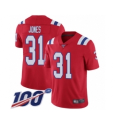 Men's New England Patriots #31 Jonathan Jones Red Alternate Vapor Untouchable Limited Player 100th Season Football Jersey