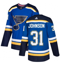 Youth Adidas St. Louis Blues #31 Chad Johnson Authentic Royal Blue Home NHL Jersey
