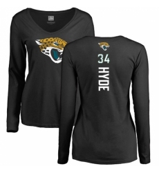 NFL Women's Nike Jacksonville Jaguars #34 Carlos Hyde Black Backer Slim Fit Long Sleeve T-Shirt