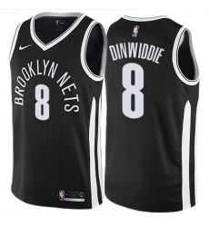 Men's Nike Brooklyn Nets #8 Spencer Dinwiddie Swingman Black NBA Jersey - City Edition