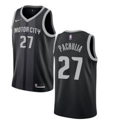 Men's Nike Detroit Pistons #27 Zaza Pachulia Swingman Black NBA Jersey - City Edition