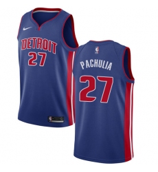 Men's Nike Detroit Pistons #27 Zaza Pachulia Swingman Royal Blue NBA Jersey - Icon Edition