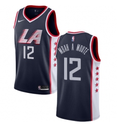 Men's Nike Los Angeles Clippers #12 Luc Mbah a Moute Swingman Navy Blue NBA Jersey - City Edition