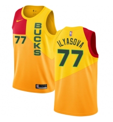 Women's Nike Milwaukee Bucks #77 Ersan Ilyasova Swingman Yellow NBA Jersey - City Edition