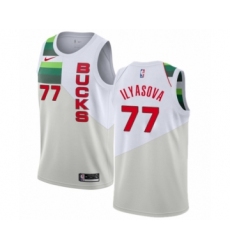 Women's Nike Milwaukee Bucks #77 Ersan Ilyasova White Swingman Jersey - Earned Edition