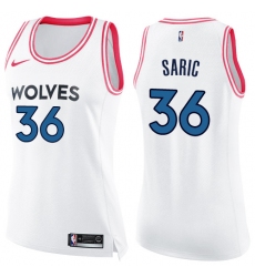 Women's Nike Minnesota Timberwolves #36 Dario Saric Swingman White Pink Fashion NBA Jersey