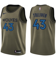 Youth Nike Minnesota Timberwolves #43 Anthony Tolliver Swingman Green Salute to Service NBA Jersey