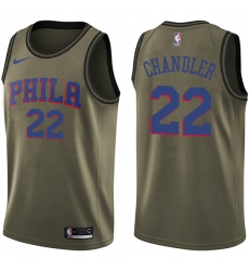 Youth Nike Philadelphia 76ers #22 Wilson Chandler Swingman Green Salute to Service NBA Jersey