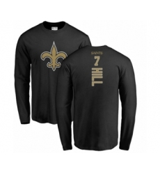 NFL Nike New Orleans Saints #7 Taysom Hill Black Backer Long Sleeve T-Shirt