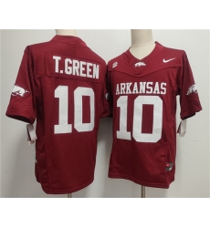 Men's Arkansas Razorbacks #10 TAYLEN GREEN Red 2025 F.U.S.E. Vapor Limited Stitched Football Jersey