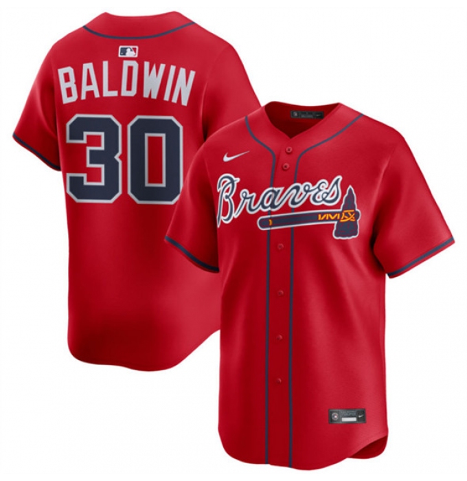 Men's Atlanta Braves #30 Drake Baldwin Red 2025 Alternate Limited Stitched Baseball Jersey
