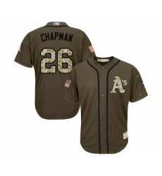 Youth Oakland Athletics #26 Matt Chapman Authentic Green Salute to Service Baseball Jersey