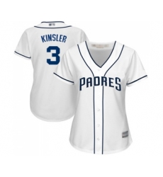 Women's San Diego Padres #3 Ian Kinsler Replica White Home Cool Base Baseball Jersey