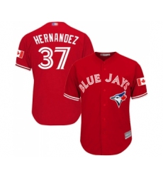 Men's Toronto Blue Jays #37 Teoscar Hernandez Replica Scarlet Alternate Cool Base Baseball Jersey