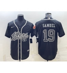 Men's San Francisco 49ers #19 Deebo Samuel Black Reflective With Patch Cool Base Stitched Baseball Jersey