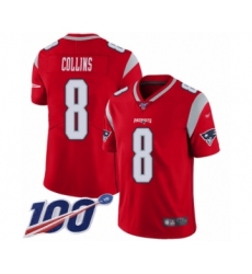 Men's New England Patriots #8 Jamie Collins Limited Red Inverted Legend 100th Season Football Jersey