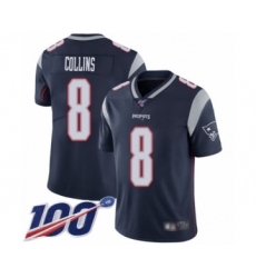 Men's New England Patriots #8 Jamie Collins Navy Blue Team Color Vapor Untouchable Limited Player 100th Season Football Jersey