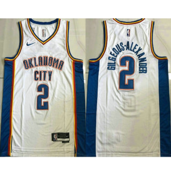 Men's Oklahoma City Thunder #2 Shai Gilgeous-Alexander White Icon Sponsor AU Jersey