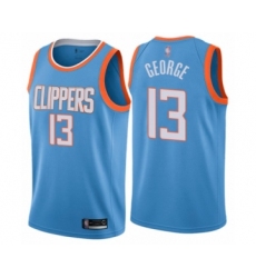 Men's Los Angeles Clippers #13 Paul George Authentic Blue Basketball Jersey - City Edition