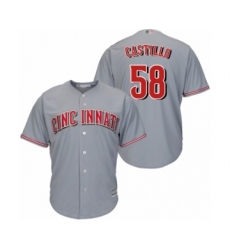 Men's Cincinnati Reds #58 Luis Castillo Replica Grey Road Cool Base Baseball Jersey