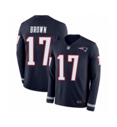 Men's New England Patriots #17 Antonio Brown Limited Navy Blue Therma Long Sleeve Football Jersey