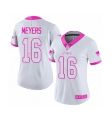 Women's New England Patriots #16 Jakobi Meyers Limited White Pink Rush Fashion Football Jersey
