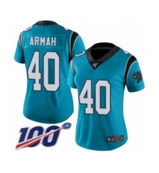 Women's Carolina Panthers #40 Alex Armah Limited Blue Rush Vapor Untouchable 100th Season Football Jersey