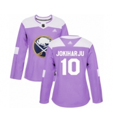 Women's Buffalo Sabres #10 Henri Jokiharju Authentic Purple Fights Cancer Practice Hockey Jersey