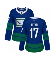 Women's Vancouver Canucks #17 Josh Leivo Authentic Royal Blue Alternate Hockey Jersey
