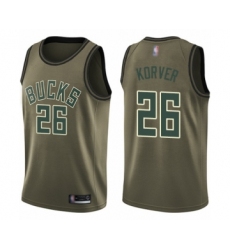 Men's Milwaukee Bucks #26 Kyle Korver Swingman Green Salute to Service Basketball Jersey