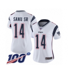 Women's New England Patriots #14 Mohamed Sanu Sr White Vapor Untouchable Limited Player 100th Season Football Jersey