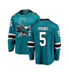 Youth San Jose Sharks #5 Dalton Prout Fanatics Branded Teal Green Home Breakaway Hockey Jersey