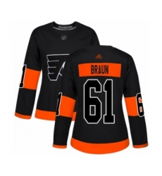 Women's Philadelphia Flyers #61 Justin Braun Premier Black Alternate Hockey Jersey