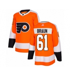 Youth Philadelphia Flyers #61 Justin Braun Authentic Orange Home Hockey Jersey