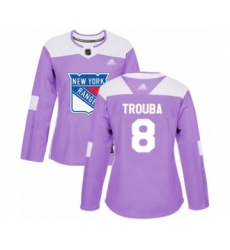 Women's New York Rangers #8 Jacob Trouba Authentic Purple Fights Cancer Practice Hockey Jersey